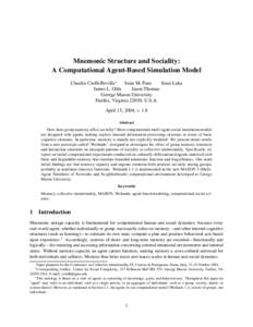 Complex systems theory / Metaphysics / Philosophy / Cognitive science / Simulation / Multi-agent systems / Cybernetics / Memory / Social simulation / Agent-based model / Emergence / Collective intentionality