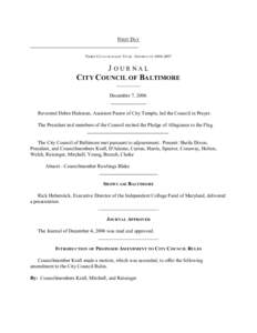 Baltimore / Government / Maryland / Hilton Baltimore / Local government in the United States / Baltimore City Council / Sheila Dixon