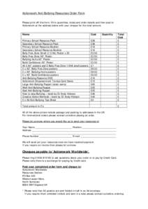 Actionwork Anti-Bullying Resources Order Form