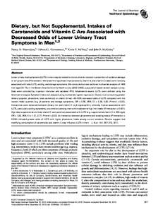 The Journal of Nutrition Nutritional Epidemiology Dietary, but Not Supplemental, Intakes of Carotenoids and Vitamin C Are Associated with Decreased Odds of Lower Urinary Tract