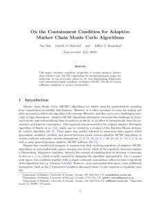 On the Containment Condition for Adaptive Markov Chain Monte Carlo Algorithms Yan Bai∗, Gareth O. Roberts†,