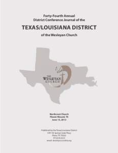 Forty-Fourth Annual District Conference Journal of the Texas/Louisiana District of the Wesleyan Church