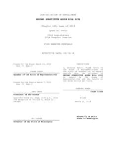 CERTIFICATION OF ENROLLMENT SECOND SUBSTITUTE HOUSE BILL 2251 Chapter 120, Laws of[removed]partial veto) 63rd Legislature 2014 Regular Session