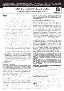 Shareholders and other persons entitled to attend shareholders’ meetings of Axalto Holding N.V. (the “Company”) are invited to an Extraordinary General Meeting of shareholders of the Company to be held on Tuesday, January 31, 2006 at[removed]a.m. CET, in the Sheraton Amsterdam Airport Hotel, Schiphol Boulevard 101, Schiphol Airport, the Netherlands. Registration will take place between 9.30 a.m. and[removed]a.m. CET.