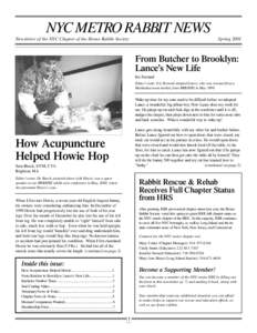 NYC METRO RABBIT NEWS Newsletter of the NYC Chapter of the House Rabbit Society SpringFrom Butcher to Brooklyn: