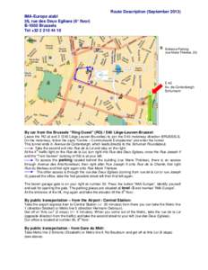 Route Description (September[removed]IMA-Europe aisbl 26, rue des Deux Eglises (6° floor) B-1000 Brussels Tel +[removed]