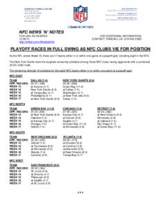 NFC NEWS ‘N’ NOTES FOR USE AS DESIRED[removed]http://twitter.com/nflfootballinfo  FOR ADDITIONAL INFORMATION,