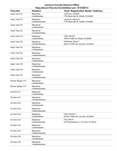 Precinct  Johnson County Election Office Republican Precinct Committee List[removed]Position Voter Registration Name / Address