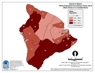 Island of Hawaii White Population by Census Tracts: 2010 (Race Alone or in Combination) CT[removed]%