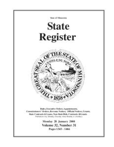 State of Minnesota  State Register  Rules, Executive Orders, Appointments,