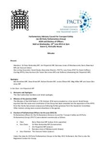 Parliament of the United Kingdom / Politics of the United Kingdom / Government of the United Kingdom / Parliamentary Advisory Council for Transport Safety / Road safety / Peter Bottomley / Barry Sheerman / David Davies / Labour Party / All-Party Parliamentary Carbon Monoxide Group