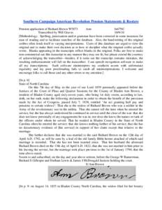 Southern Campaign American Revolution Pension Statements & Rosters Pension application of Richard Brown W5873 Ann fn67NC Transcribed by Will Graves[removed]