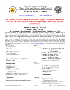Help Guide the Future of West Hills  West Hills Neighborhood Council P.O. Box 4670, West Hills, CAhttp://www.westhillsnc.org