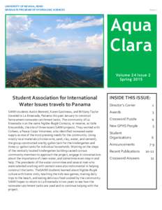 UNIVERSITY OF NEVADA, RENO GRADUATE PROGRAM OF HYDROLOGIC SCIENCES Issue 2  Aqua