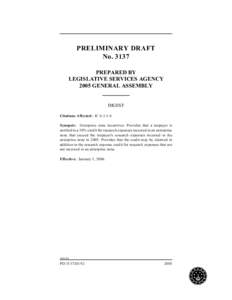 PRELIMINARY DRAFT No[removed]PREPARED BY LEGISLATIVE SERVICES AGENCY 2005 GENERAL ASSEMBLY