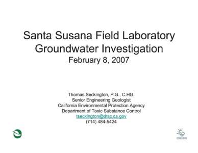 Santa Susana Field Laboratory   Groundwater Investigation February 8,2007