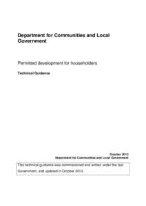 Department for Communities and Local Government Permitted development for householders Technical Guidance
