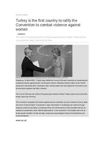 Member states  Turkey is the first country to ratify the Convention to combat violence against women[removed]