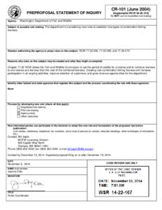 CR-101 (June[removed]PREPROPOSAL STATEMENT OF INQUIRY (Implements RCW[removed]Do NOT use for expedited rule making