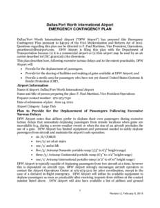 Dallas/Fort Worth International Airport EMERGENCY CONTINGENCY PLAN Dallas/Fort Worth International Airport (“DFW Airport”) has prepared this Emergency Contingency Plan pursuant to §42301 of the FAA Modernization and