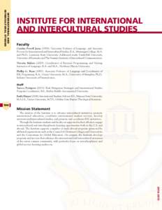 INTERNATIONAL AND INTERCULTURAL STUDIES INSTITUTE FOR INTERNATIONAL AND INTERCULTURAL STUDIES Faculty