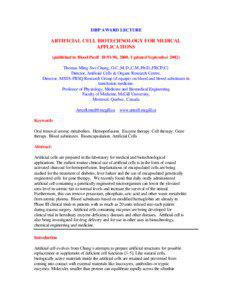 ISBP AWARD LECTURE  ARTIFICIAL CELL BIOTECHNOLOGY FOR MEDICAL