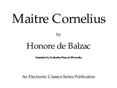 Maitre Cornelius by
