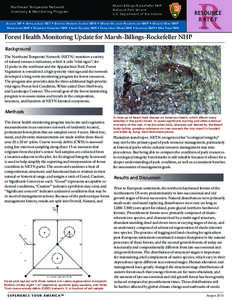 Northeast Temperate Network Inventory & Monitoring Program Marsh-Billings-Rockefeller NHP National Park Service U.S. Department of the Interior