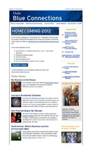 Register for Homecoming!  Forward to a friend | Online version Alumni Communities