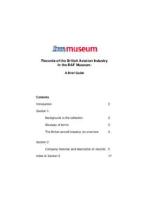 RECORDS OF THE BRITISH AVIATION INDUSTRY