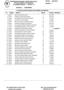 FECHA :  UNIVERSIDAD NACIONAL PEDRO RUIZ GALLO OFICINA GENERAL DE ADMISION 1er EXAMEN PARCIAL - CPUII