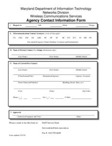 Maryland Department of Information Technology Agency Contact Information Form