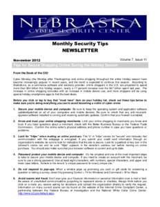 Monthly Security Tips NEWSLETTER November 2012 Volume 7, Issue 11