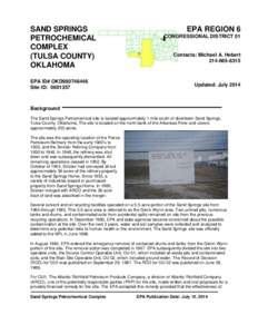 SAND SPRINGS PETROCHEMICAL COMPLEX (TULSA COUNTY) OKLAHOMA EPA ID# OKD980748446