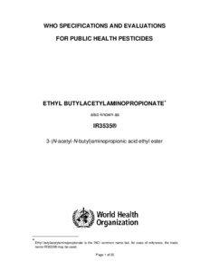 WHO SPECIFICATIONS AND EVALUATIONS FOR PUBLIC HEALTH PESTICIDES