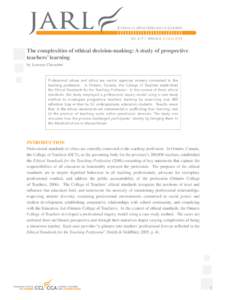 The complexities of ethical decision-making: A study of prospective teachers’ learning