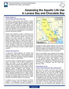 Chemical elements / Oxygen / Environmental science / Matagorda Bay / Total maximum daily load / Lavaca Bay / Lavaca River / Port Lavaca /  Texas / Mercury / Geography of Texas / Texas / Water pollution