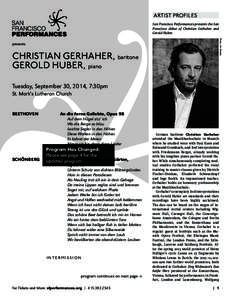 St Matthew Passion / Music / Vocal music / Marianne Rosenberg / Literature / Symphony No. 8 / Gerold Huber / Christian Gerhaher / Prometheus