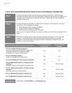 Rev[removed]  	
     FACTS: WHAT DOES FREEDOM CREDIT UNION DO WITH YOUR PERSONAL INFORMATION?	
  