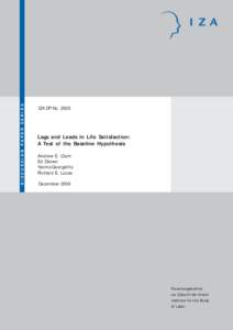 Socioeconomics / Science / Job satisfaction / Organizational behavior / Life satisfaction / Unemployment / German Institute for Economic Research / Major depressive disorder / Longitudinal study / Statistics / Economics / Happiness