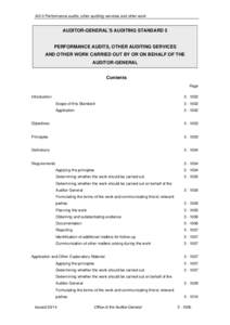 AG-5 Performance audits, other auditing services and other work  AUDITOR-GENERAL’S AUDITING STANDARD 5 PERFORMANCE AUDITS, OTHER AUDITING SERVICES AND OTHER WORK CARRIED OUT BY OR ON BEHALF OF THE