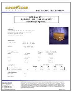 PACKAGING DESCRIPTION HIPS Grade BR BUDENE 1225, 1234, 1235, 1237 CS2C BOX (35 Kg Bales)