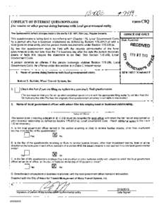 [removed]CONFLICT OF INTEREST QUESTIONNAIRE For vendor or other person doing business with local governmental entity  FORMCIQ