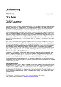 PRESS RELEASE  1 September 2011 Nina Beier North Galleries