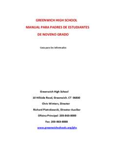 GREENWICH HIGH SCHOOL MANUAL PARA PADRES DE ESTUDIANTES DE NOVENO GRADO