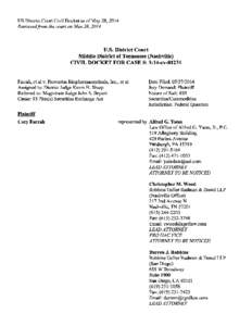 Cary Farrah, et al. v. Provectus Biopharmaceuticals, Inc., et al. 14-CV[removed]U.S. District Court Civil Docket