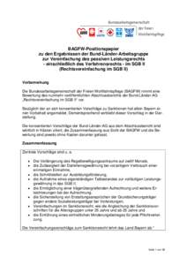 BAGFW-Positionspapier zu den Ergebnissen der Bund-Länder-Arbeitsgruppe zur Vereinfachung des passiven Leistungsrechts - einschließlich des Verfahrensrechts - im SGB II (Rechtsvereinfachung im SGB II) Vorbemerkung