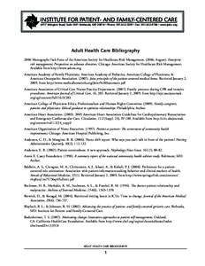 Adult Health Care Bibliography