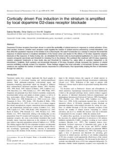 European Journal of Neuroscience, Vol. 11, pp. 4309±4319, 1999  ã European Neuroscience Association Cortically driven Fos induction in the striatum is ampli®ed by local dopamine D2-class receptor blockade