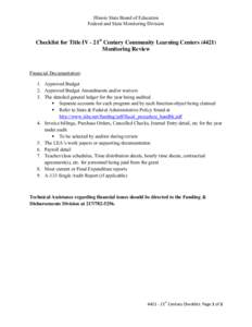 Federal and State Monitoring[removed]Title IV 21st Century checklist